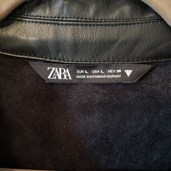 Zara Faux Leather Snap Up Jacket - Picture 3 of 13
